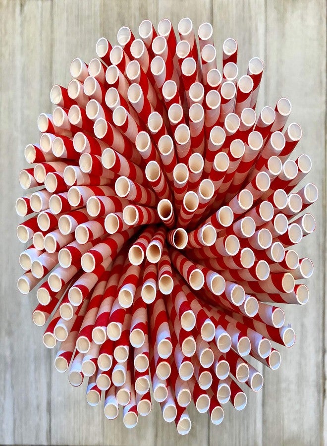 Outside the Box Papers Red Stripe Paper Straws - Valentine Party Supply - 7.75 Inches - 50 Pack - Outside the Box Papers Brand - Image 2